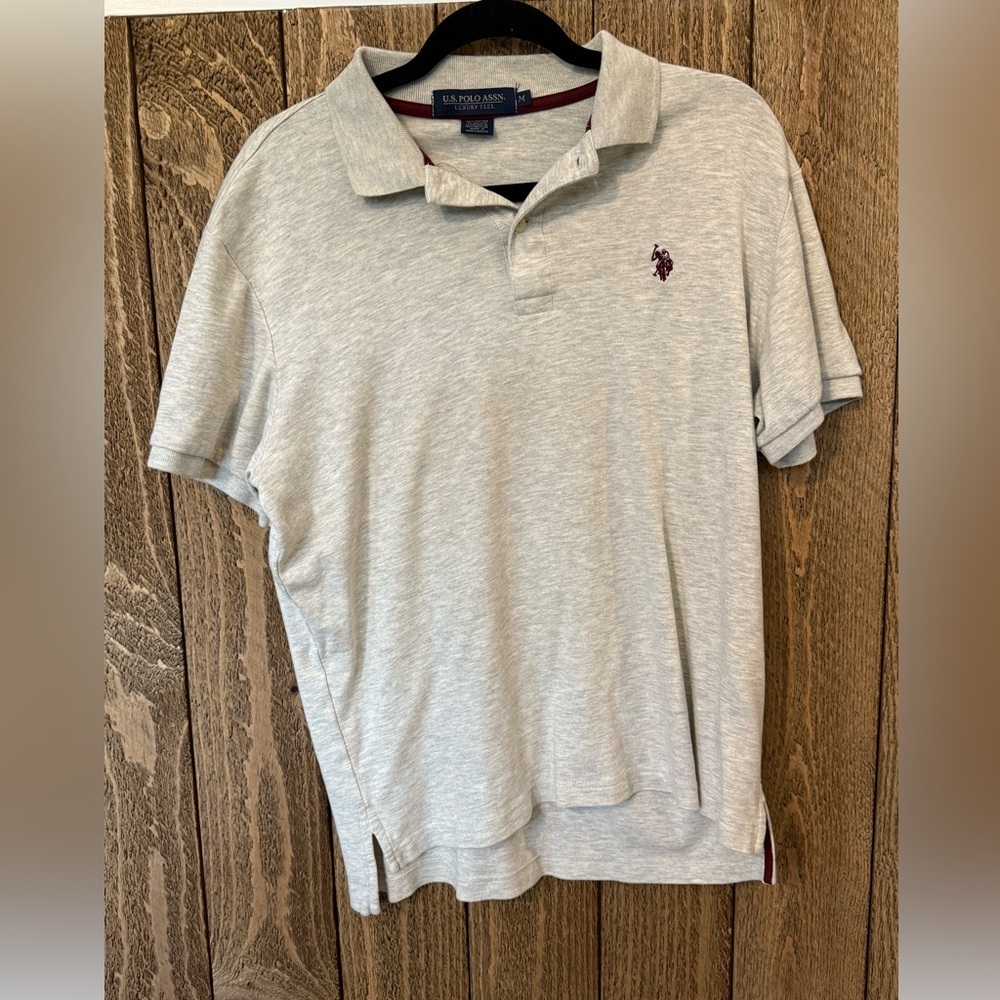 U.S. Men's Polo Assn. Luxury Feel Polo Shirt ~ Medium~ Cream Heather